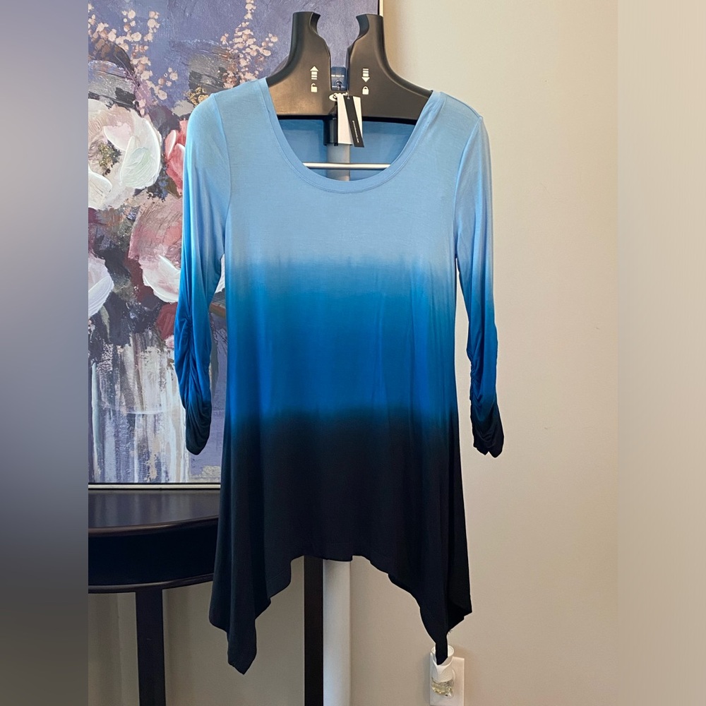 NWT Grace Elements Blouse Y2K Dyed Blue  Hippie Asymmetrical Sz S